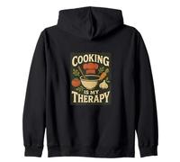 Cooking is My Therapy Colorful Kitchen Art for Food Lovers Zip Hoodie