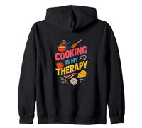 Cooking is My Therapy Colorful Kitchen Art for Food Lovers Zip Hoodie