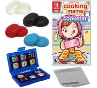 Cooking Mama: Cookstar for Nintendo Switch (US Version), with PremGear Thumb Grips (8 pack - Black, Blue, Red & Clear), 24 Slot Game Card Holder & Cleaning Cloth