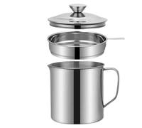 Cooking Oil Strainer Container, Stainless Steel Grease Container Filter, Kitchen Cooking Oil Container Tool, Dishwasher Safe Oil Strainer, Good Helper for Kitchen Cooking (No chassis)