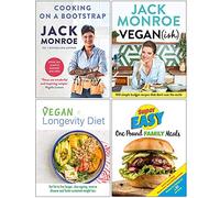 Cooking on a Bootstrap, Veganish, The Vegan Longevity Diet, Super Easy One Pound Family Meals 4 Books Collection Set