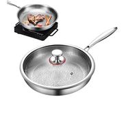 Cooking Pan Titanium - Heavy-Duty Nonstick Skillet, Versatile Frying | Full Size Durable with Lid Feature, Perfect for Home Kitchen Indoor Restaurant Apartment Hotel Camping Dormitory Daily Meal Prepa