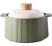 Cooking Pot, Ceramic Cooking Pot Casserole Earthen Pot Earthenware Pot Stew Pot Stockpot with Lid for Making Stews, Porridge, Soup,-Green