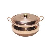 Cooking Pot Copper Goulash Kettle Handmade Multi-Purpose Warming Soup Thick for Gas Stove Restaurant(24cm)