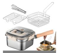 Cooking Pot with Basket - Portable Fish Fryer with Oil Drip Rack,Outdoor Stove Top Cooking Utensils for Camping Picnic Garden BBQ Friend Gatherings Family Party