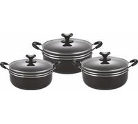Cooking Pots Set 3pc Non Stick Aluminium with Tempered Glass Lid Casserole 28-30-32 cm