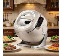 Cooking Robot, 2000W 6L Automatic Stirrer for Cooking with 3D Heating & 3 Speed Modes, 360° Rotatable Drum Type Wok, Hands-Free for Fried Rice, Braise, Soup