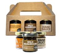 Cooking Sauce Gift Box (3 Jars x 28g) | Steak Lovers Sauce Gift Set | Peppercorn & Tennessee Whiskey, Wild Mushroom, Steak Diane Sauce | Just Add Cream | Foodie Gift | British Made | Gluten Free