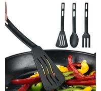 Cooking Spoon and Spatula Set - Anti Scratch Kitchen Utensils | Cooking Utensil Sets | Nylon Cooking Utensils | Kitchen Utensil Non-Scratch Slotted Turner | Cooking Spoon Fork Included for Travel