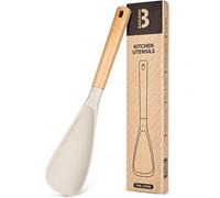 Cooking Spoon for Nonstick Cookwares, Great for Cooking and Serving Sturdy BPA-Free Matte Silicone, Wood Handle Spoon for Mixing, Scoop, and Scrape (KHAKI, 13.4 inch)