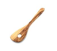 Cooking Spoon Pointed Perforated Wide Handle Choice of Length, Risotto Spoon, Kitchen Utensil Handmade from Olive Wood (30 cm)