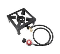 Cooking Stove Set with Hose and Pressure Regulator | Cast Iron Stove Assembly and Manual Control Knob, 8000 W Output, Outdoor Cooking Source for Garden Gatherings