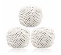 Cooking String Cotton Ball Gift Wrapping Bakers For Culinary Tasks Sausage Tying Meat Art Craft Project Garden Application Yarn Handicrafts Cord Butcher Twine Diy Decorations 3X45M Approx White (3pcs)
