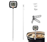 Cooking Temperature Gauge - Long Probe Kitchen Meter, Pot Clip Attachment, High-Precision Measurement | Deep Fry Oil Thermometer with Rotatable Display for Restaurant Outdoor Frying Grilling BBQ