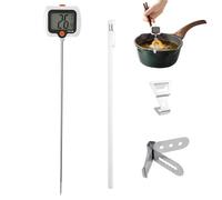 Cooking Temperature Gauge | Long Probe Measuring Tool with Pot Clip,Digital Candy Temperature Gauge with Rotatable Display | for Cooking Grilling BBQ Restaurant Outdoor Sugar Brewing