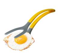 Cooking Tong - Versatile Egg Flipper for Kitchen Breakfast, BBQ Grill with Ergonomic Handle, Food Utensil for Bread Pancake, Silver Metal, Multipurpose Use, Indoor Carry, Portable