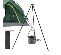 Cooking Tripod: Folding Stand for Outdoor Cooking, Adjustable Hanging Chain Design, Heat Resistant Stable Frame, Portable Construction | Reliable Fire Pit Equipment