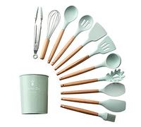 Cooking Utensils Set Cooking Tools Set Silicone Kitchen Cooking Utensils Set Turner Tongs Spatula Soup Spoon Green 12Pcs