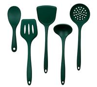 Cooking Utensils Set Silicone Kitchenware Non Sticky Cooking Tool Spatula Shovel Soup Cookware Utensil 5Pcs Set Dark Green