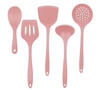 Cooking Utensils Set Silicone Kitchenware Non Sticky Cooking Tool Spatula Shovel Soup Cookware Utensil 5Pcs Set Pink