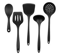 Cooking Utensils Set Silicone Kitchenware Non Sticky Cooking Tool Spatula Shovel Soup Cookware Utensil 5Pcs Set Black
