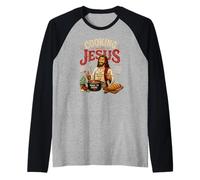 Cooking with Jesus Funny Raglan Baseball Tee