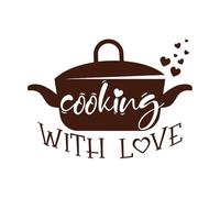 Cooking with Love Quote Wall Decal Kitchen Wall Decals Vinyl Lettering Stickers Poster Home Decor Kitchen-S-30x42cm