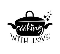 Cooking with Love Quote Wall Decal Kitchen Wall Decals Vinyl Lettering Stickers Poster Home Decor Living Room Kitchen Large - 48x67cm