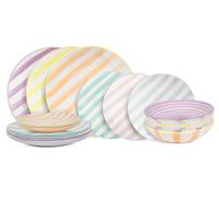 Cookinglife Spring Vibes | 18-Piece Dinnerware Set | Tableware for 6 Persons | 6 Dinner-, 6 Dessert- & 6 Deep Plates | Multicolor | Dishwasher Safe | Microwave Safe | Oven Safe