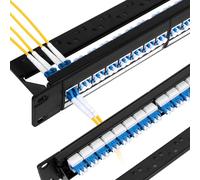 Cookinkitch 48 Port LC Fiber Patch Panel, 1U 19-inch, Loaded with 24 Duplex Singlemode LC/UPC Fiber Optical Adapters