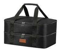 Cooklux Insulated Casserole Carrier 9x13 Inch, Durable Nylon, Leak-Proof Casserole Dish Carrier, Casserole Carriers for Hot or Cold Food (Double Decker Black)