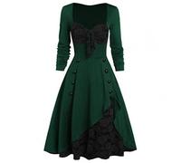 COOKOE Retro Midi Gown Dress Gothic Dresses Women Clothing Women Fashion Vintage Style Square Neck Party Dress Women Cosplay Dress