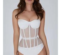 COOKOE Women plastic Bones Support Mesh Strapless Soiree Convertible Bustier Bra