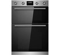 Cookology CDO900SS 90cm Combined 106 Litre Combined Capacity Large Built-In Electric True Fan Double Oven with Easy Programmable Timer and Digital Clock - in Silver & Black