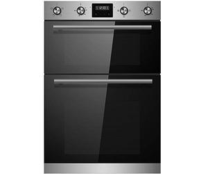 Cookology 106L Large Built-in Electric Fan Double Oven with Programmable Timer and Digital Clock - 90cm - Silver & Black