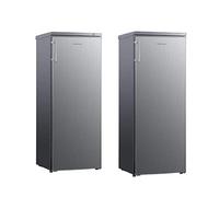 Cookology 143cm Upright Fridge & Freezer Bundle - High - 55cm Wide - Side-by-Side Pair - 4 Shelves + Salad Box - 6 Frozen Storage Drawers - Inox