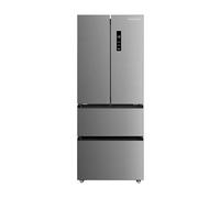 Cookology 391L Freestanding French Door Fridge Freezer - 70cm - LCD Temperature Control - 4 Star Freezer Rating - Frost Free - Inox