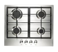 Cookology 60cm 4-Burner Gas Hob - Cast Iron Supports - Stainless Steel | Built-in Design - Auto Ignition - Easy to Use Dials - Flame Failure