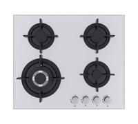 Cookology 60Cm Built-In 4 Burner Gas On Glass Hob With Wok Burner - White