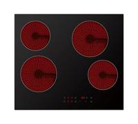 Cookology 60cm Electric Ceramic Hob - 4 Zone 6000W - Touch Control Panel - 9 Power Levels - Residual Heat Indicators & Child Lock - Easy-Clean