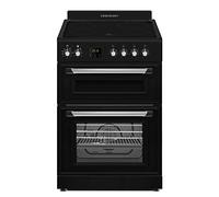 Cookology 60cm Freestanding, Retro Double Cavity Grill Oven Cooker with Ceramic 4 Zone Hob and Analogue Dials - Black