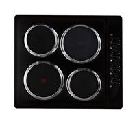 Cookology 60cm Solid Plate Electric Hob - 4 Cooking Zones - Built-in Worktop - 6 Heat Settings - Rotary Dials - Black