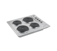 Cookology SEP601SS 60cm Cooktop Solid Plate Electric Hotplate Hob in Stainless Steel - 4 Cooking Zones - Built-in Worktop - 6 Heat Settings - Rotary Dials
