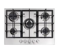 Cookology 70Cm Built-In 5 Burner Gas Hob With Wok Burner - Stainless Steel