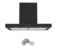Cookology 70cm Designer Box Cooker Hood, Touch Control T Shaped Kitchen Extractor Fan & Ducting Kit - 627.5 m³/h Air Flow - Black
