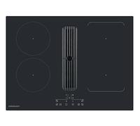 Cookology 70cm Induction Hob with Built-in Ventilation - 4-Zone with Bridge Function - 7335W - Integrated Extractor - Touch Controls - Easy-Clean - Black Glass