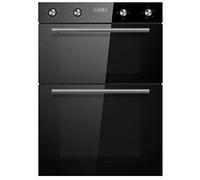 Cookology 72L 90cm Built-in Electric Double Oven - Black Glass | Programmable Timer - Digital Clock - Double Oven Design