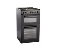 Cookology 93L Wide Freestanding Electric Twin Cavity Cooker, with 4 Zone Solid Plate Top Hob - 50cm - Black