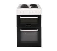 Cookology CFSPTC502WH 50cm Wide Freestanding Electric Twin Cavity Cooker, Combined 93 Litre Capacity with 4 Zone Solid Plate Top Hob Cooktop - in White