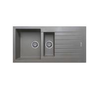 Cookology Arezzo Double Bowl Granite Composite Kitchen Sink - 1.5 Inset and Drainer - Grey